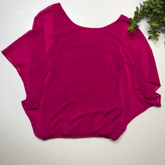 Hot Pink Winged Sleeve Dress Shirt with two layers - Picture 1 of 5